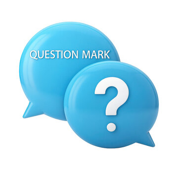 3d blue speech bubbles with question mark isolated on transparent background