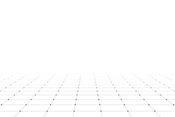Poster - Perspective grid wireframe landscape on white background. Vector design