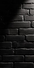 Poster - Textured Urban Wall with Dramatic Black Brick Design, Grungy and Industrial Architectural Element