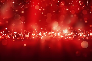 Poster - Abstract red christmas holiday background with glowing bokeh circles and stars