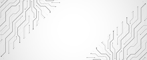 Fototapete - Motherboard technology circuit board texture design. Creative idea AI banner concept for internet technology. Digital motherboard concept for poster, cover, banner, header, web presentation template.