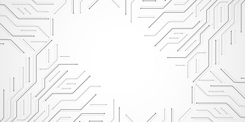 Fototapete - Motherboard technology circuit board texture design. Creative idea AI banner concept for internet technology. Digital motherboard concept for poster, cover, banner, header, web presentation template.