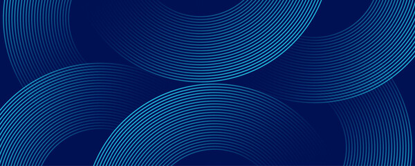 Poster - Modern medical or health care abstract blue background with circle lines. Geometric stripe line art design for poster, brochure, cover, website, header, web banner, presentation