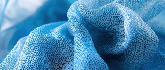 Close up of beautiful blue fabric texture