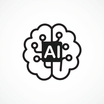 AI Brain Outline Icon, Artificial Intelligence Neural Brain icon, Vector sign. Symbol, logo illustration. Vector graphics for Presentation and other