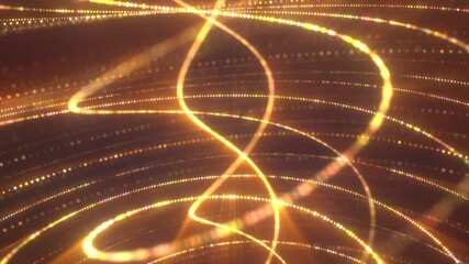 Poster - Golden light streaks and glowing curves in motion, evoking a sense of fluid energy and digital harmony