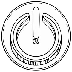 Fototapete - Hand-Drawn On/Off Power Button Illustration in Black and White Style, simple round design, easy to use digital icon