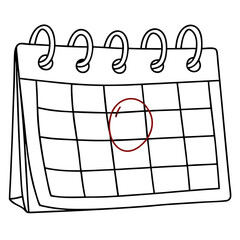 Poster - Calendar with deadline marked in red, highlighting an important date. Calendar with deadline is visualized with sketched line art and simple design, conveying urgency and significance.