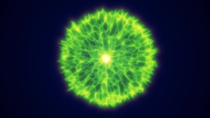 Poster - Vibrant green glowing energy sphere with branching electric patterns on a dark background