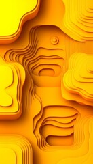 Poster - Serene Topography Abstract Gradient Design Featuring Soft Lemon Tones in a 3D Wave Background Art