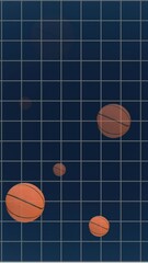 Poster - Animation of basketball and grid pattern against abstract background