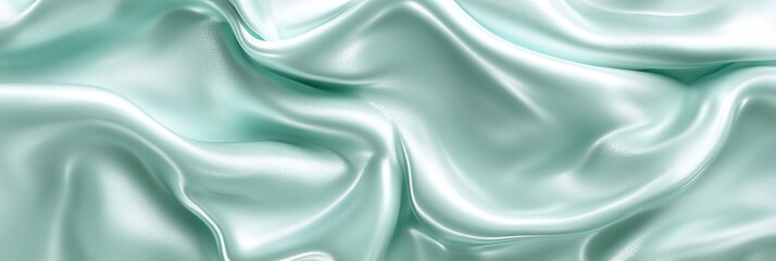 Poster - Dreamlike silk fabric creating gentle waves in modern monochrome blue tones with abstract gradients.