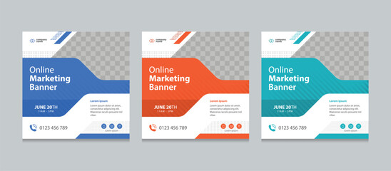 Wall Mural - set of creative web banner design templates. suitable for social media posts, instagram story and we