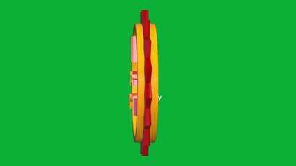 Wall Mural - 1 Year Warranty 3D Text Animation with Smooth Rotation on Green Screen Background
