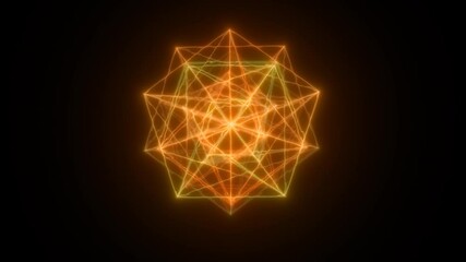 Poster - Glowing fiery orange star-shaped web of light, radiating power in an abstract symmetrical pattern
