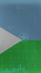 Poster - Animation of graph, data and energy icons over flag of djibouti