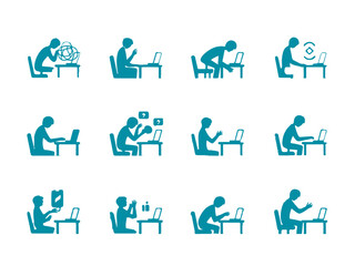 Poster - This vector icon set features diverse stick figures representing business people, teams, and family silhouettes for various concepts