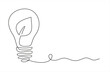 © mitay20 - Continuous one line drawing little shoot grow in a light bulb. Eco concept. Hand drawn one line vector. Editable stroke