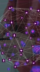 Poster - Globe of digital icons and network of medical icons against mid section of a person using smartphone