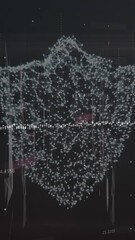 Poster - Animation of financial graphs and digital shield on black background