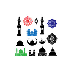 Aufkleber - A collection of islamic symbols and architectural silhouette designs