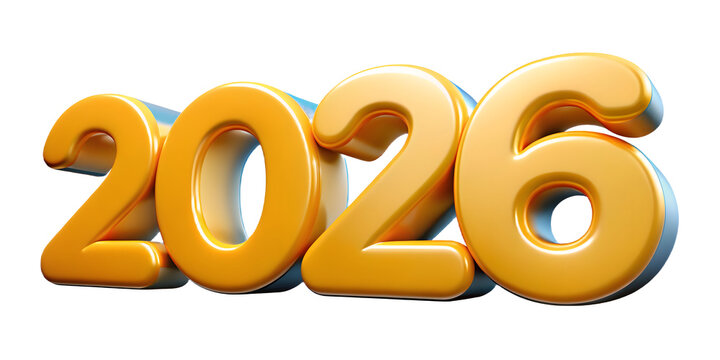 Blue and Gold 2026 3D Render for Graphic Projects and Future Year Representations