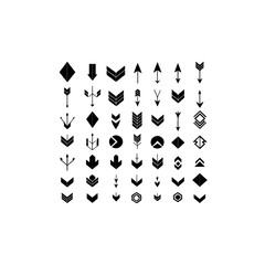Poster - Assorted black arrow icons arranged on a white background pattern