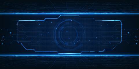 Wall Mural - vector illustration of futuristic digital high technology background with circle hud and digital cir