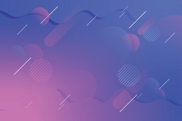 Poster - Gradient background with abstract shapes in blue and pink with lines and circles scattered around isolated on transparent background