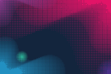 Poster - Abstract gradient background with halftone dot pattern in shades of pink blue and dark navy color isolated on transparent background