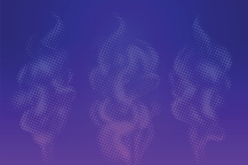 Poster - Three vaporous purple figures on a dark blue backdrop with a textured dot pattern and gradient effect isolated on transparent background