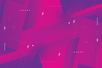 Poster - Abstract magenta and purple background with geometric shapes and plus signs scattered around it isolated on transparent background