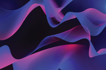 Poster - Abstract background with flowing lines in shades of pink and blue on a dark background design effect isolated on transparent background