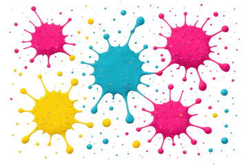 Poster - Abstract vibrant colorful paint splatters isolated on transparent background.