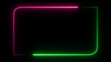 Wall Mural - Neon light rectangle frame loading icon animation. Glowing neon rectangle border frame in the shape rectangle.