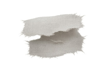 Poster - Two pieces of textured light fabric with torn edges isolated on transparent background.