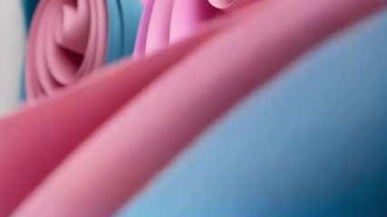 Poster - Abstract background of swirling pink and blue paper curves creates a modern and artistic design