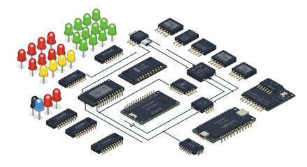 Poster - Electronic components circuit board vector illustration for technology and engineering design