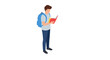 © Ophelia - Isometric vector illustration of student reading a book for educational and learning design