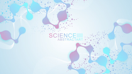 Poster - Molecular structure DNA, atom, neurons. Science concept for your design. Connected lines with dots. Medical, technology, chemistry, science background. Vector illustration