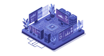 Poster - Futuristic ai technology platform vector illustration for digital transformation and data management