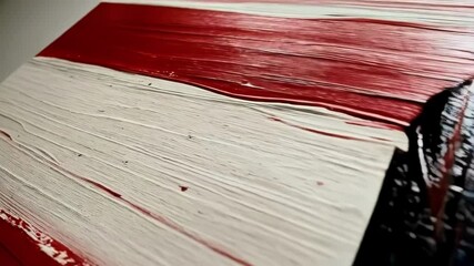 Poster - Bold strokes of red, black, and white paint create an abstract textured background with a modern artistic design