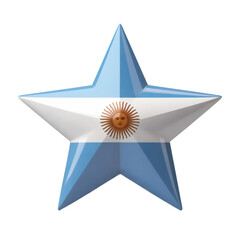 Aufkleber - A detailed 3D rendering showcases a five-pointed star emblazoned with the Argentinian flag, featuring its distinctive blue and white stripes and the radiant Sun of May
