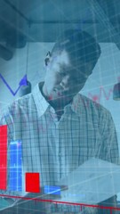 Poster - Animation of financial data processing over diverse business people working at office