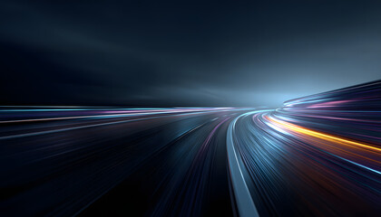 Wall Mural - futuristic design of highway road with blue gradient. dynamic lines suggest fast movement in modern 