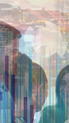 Poster - Animation of financial data processing over diverse business people in office