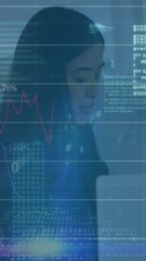 Poster - Animation of graphs, binary codes, computer language over diverse coworkers sharing ideas in office