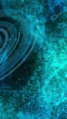 Poster - Animation of glowing blue digital wave over round scanner and microprocessor connections