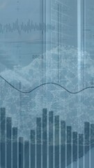 Poster - A digitally generated animation of financial data processing and a globe against a white background