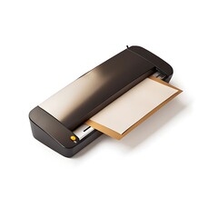 Poster - Modern laminating machine with paper inserted isolated on white background